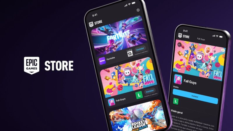 Epic Games Store phone mock up on two phones