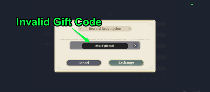 Invalid Gift Code