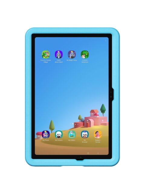 Samsung Galaxy Tab A9 Plus Kids edition with blue case
