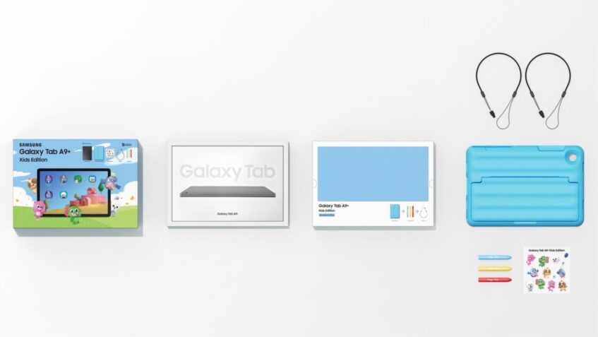 Samsung Galaxy Tab A9 Plus Kids Edition with accessories