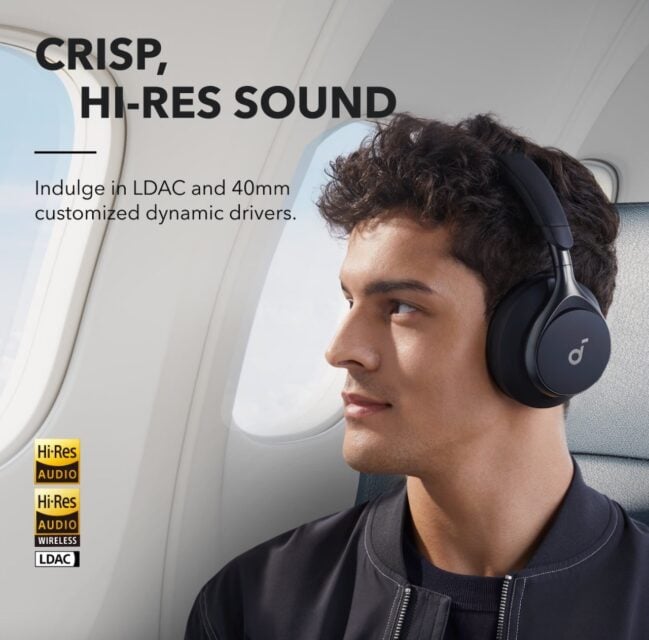 Man wearing Soundcore Space One headphone