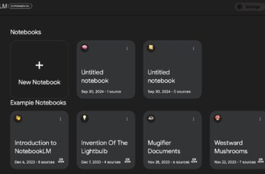 Notebooks menu on NotebookLM website
