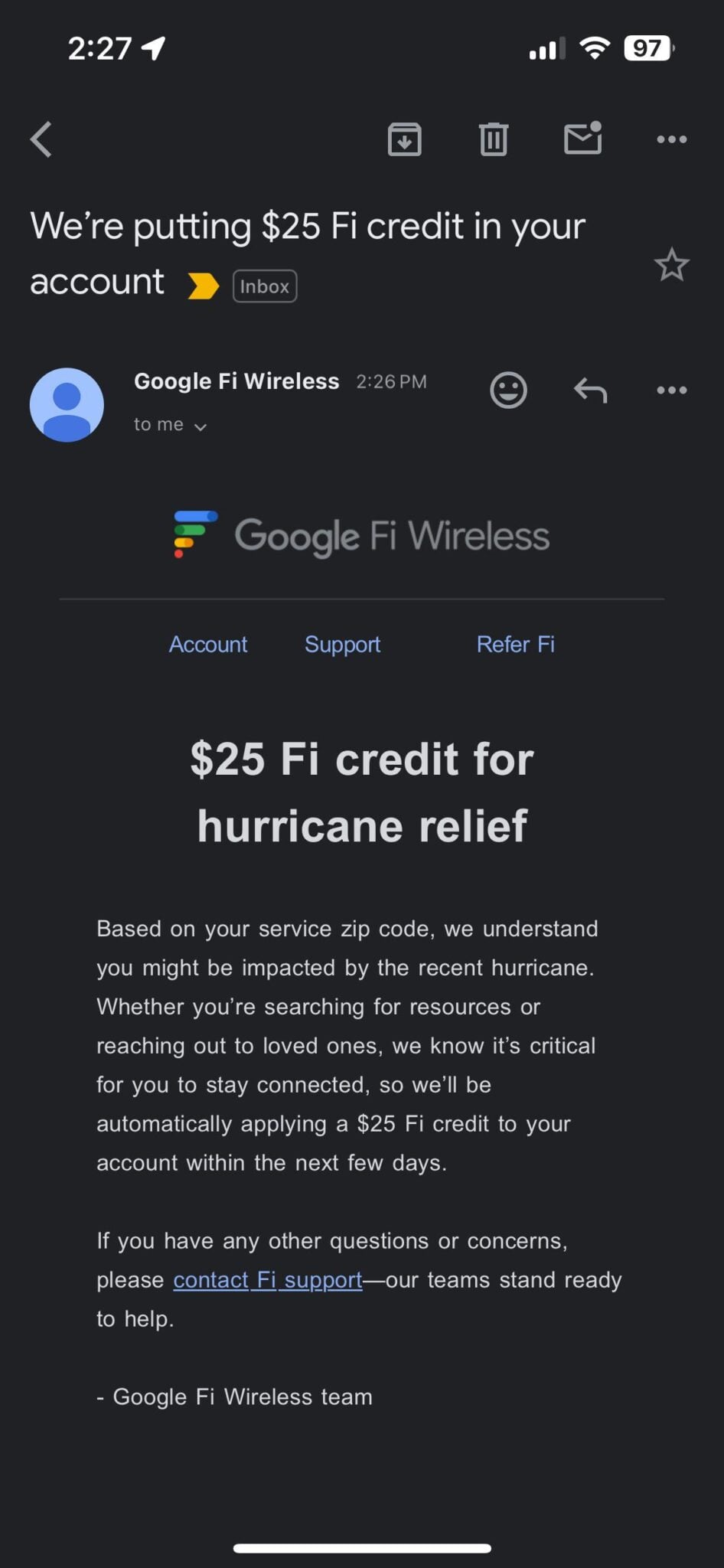 Hurricane Milton Relief: Google Fi Sending Out $25 Line Credit 6