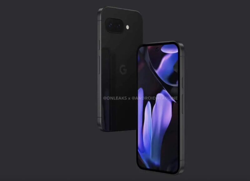 Front and back view of leaked Pixel 9a phone