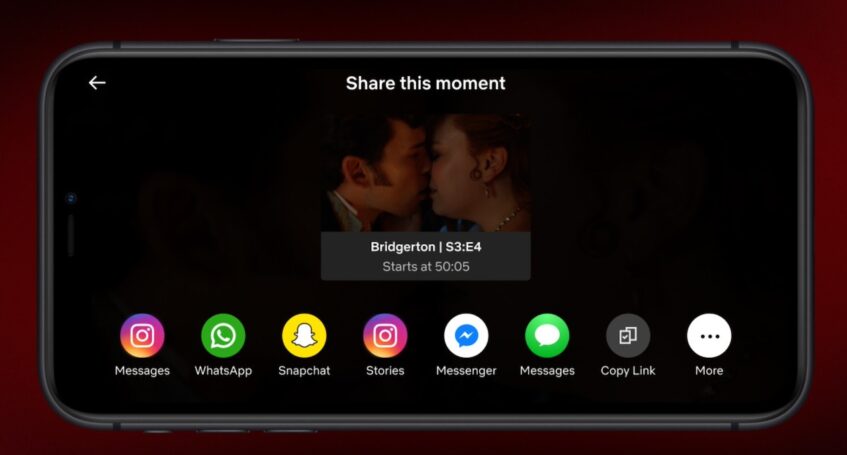 Share options for Collin and Penelope Bridgerton moment on Netflix