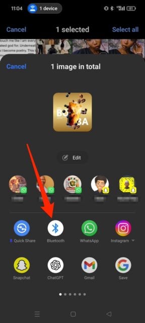 Sharing options on Android