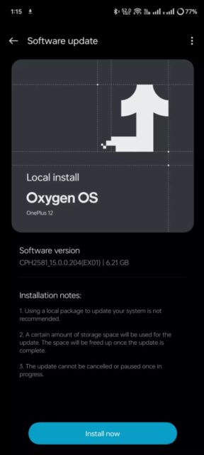 OxygenOS 15 update in EU 