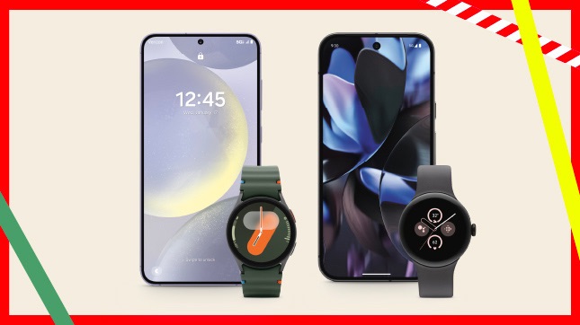 Google Pixel and Samsung Galaxy phones with smartwatches