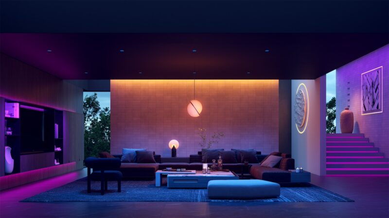Purple indoor house lighting