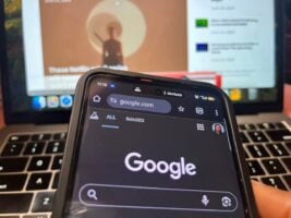 Close up shot of Google Chrome address bar open on Android phone