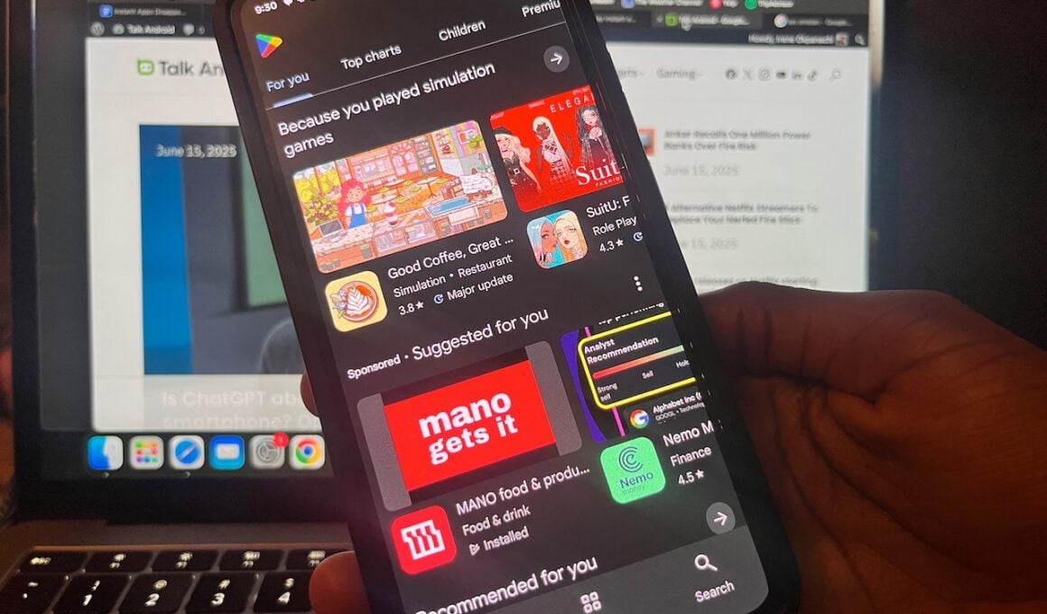 Games menu in Google Play Store