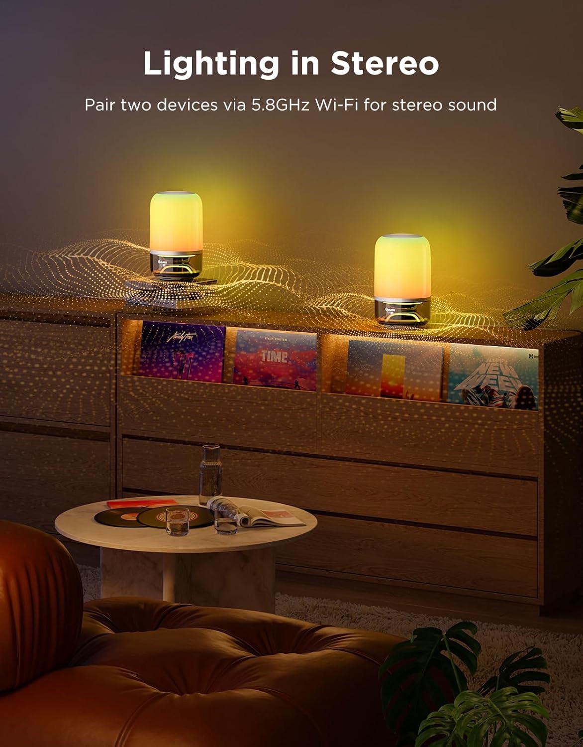 Two Govee table lamps on table