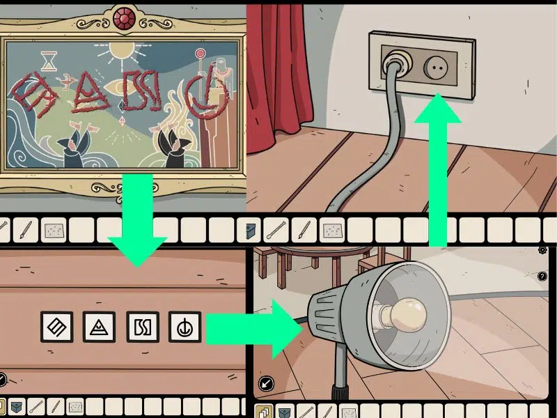 gem, brown box, lightbulb