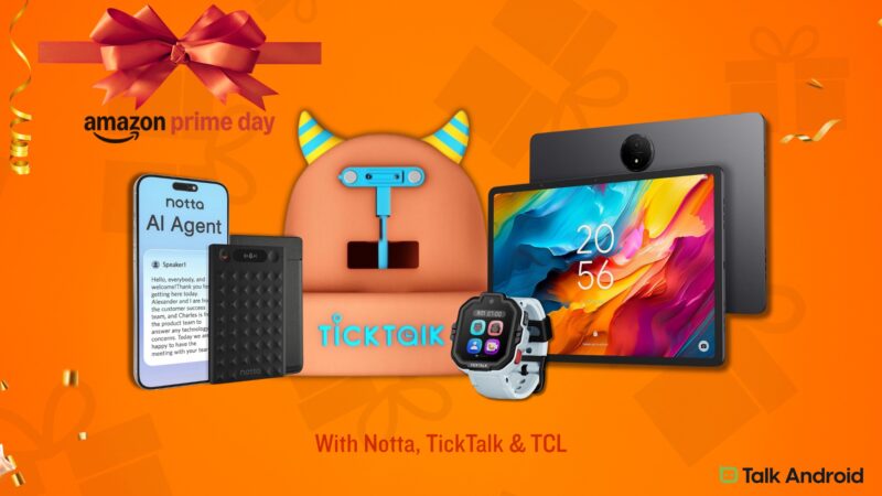 Different products surrounded by confetti and Amazon Prime Day design