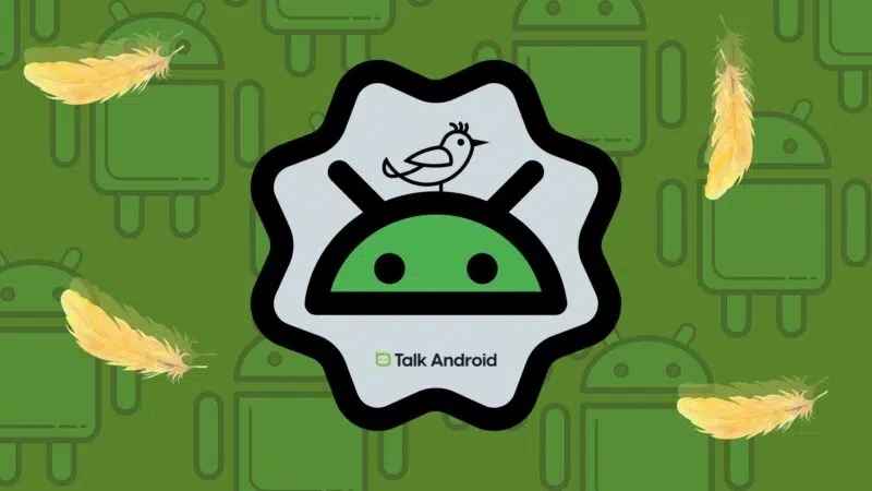 Android logo with yellow feathers falling around it