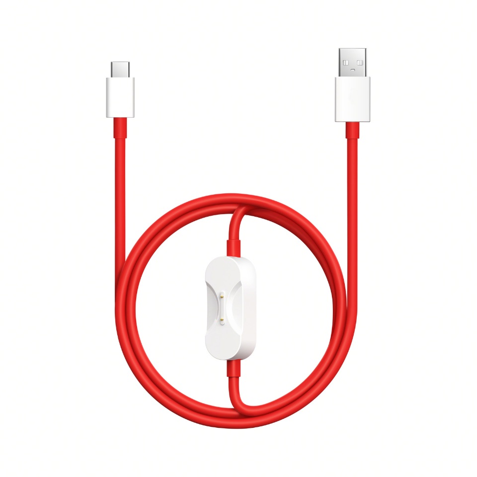 Red and white power cable on white background