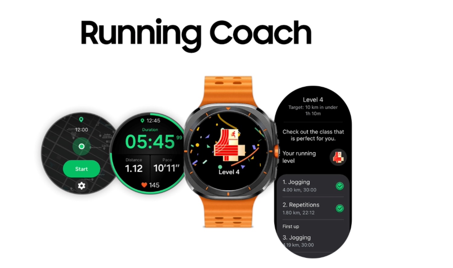 Render of Running coach feature on Galaxy Watch