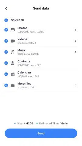 choose videos to transfer
