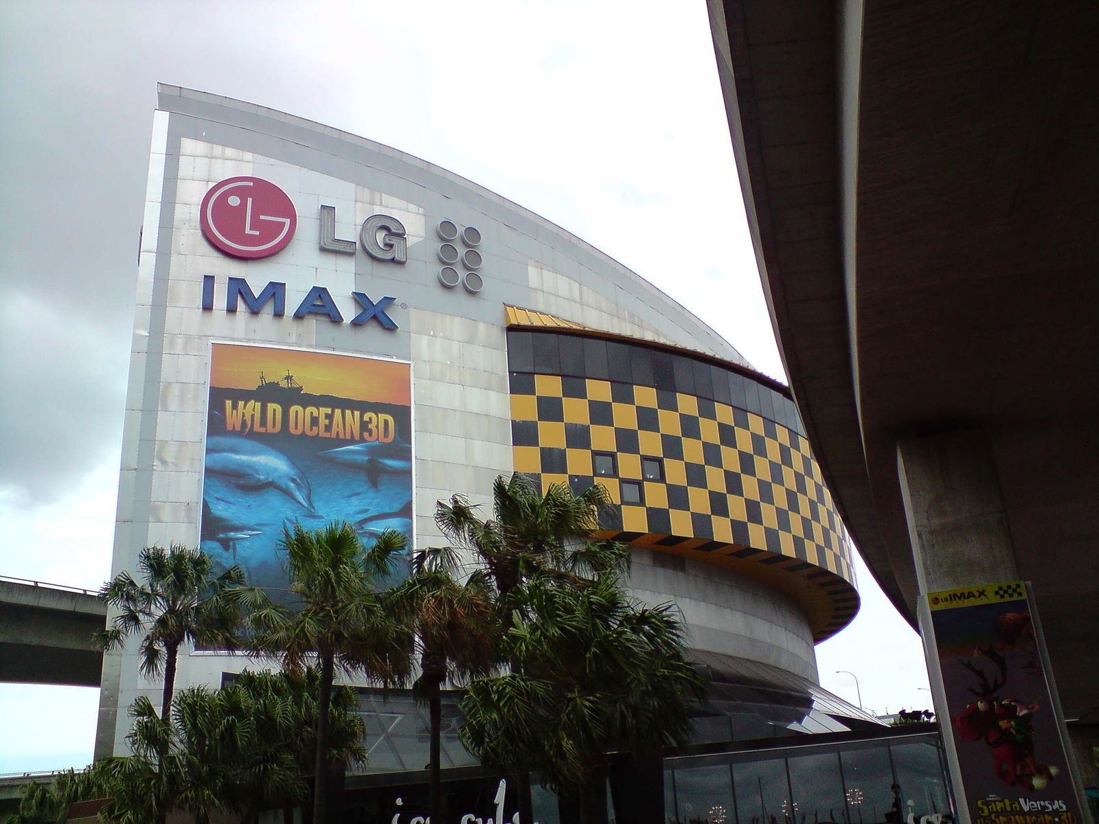 White building with LG and IMAX logos in front