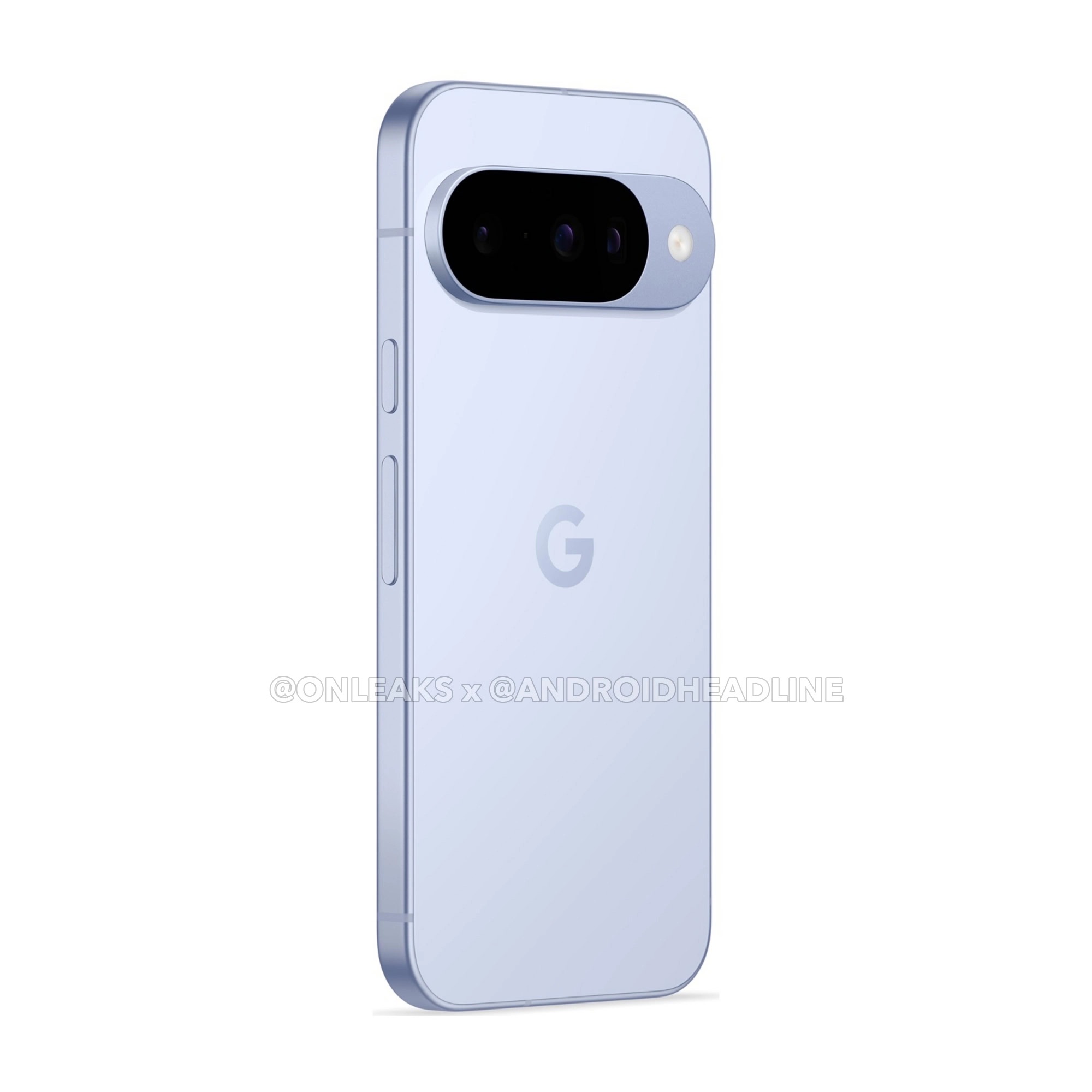 Slighted tilted view of Pixel 10 back in Frost color