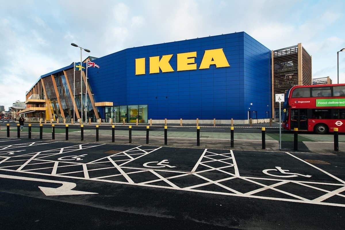 View of Ikea store front from parking lot