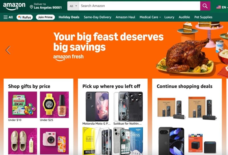 Amazon website homepage