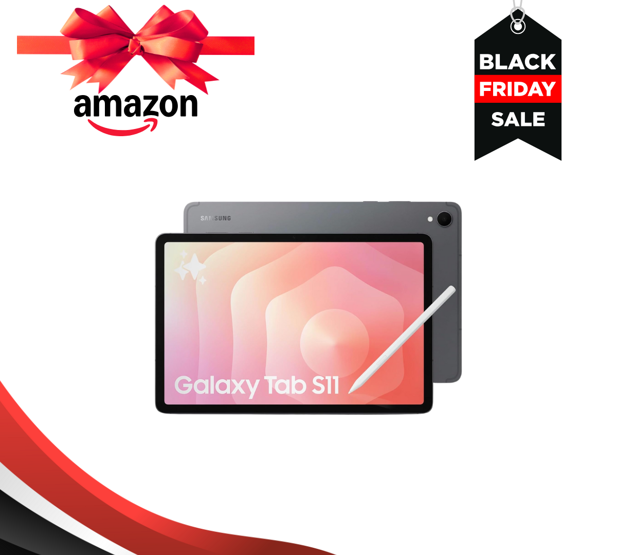 Galaxy Tab S11 surrounded by Amazon Black Friday design