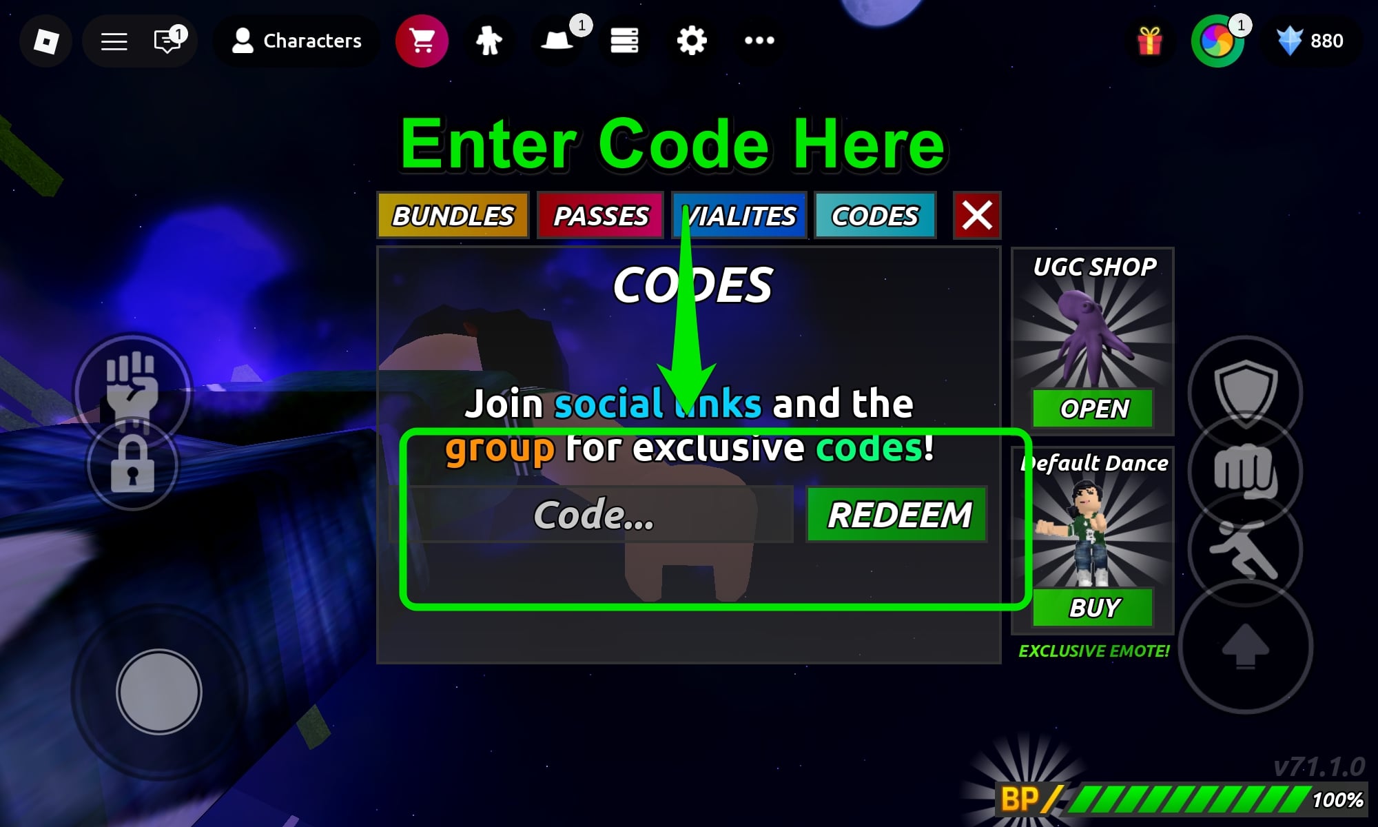 Enter Dudes Battleground Codes Here