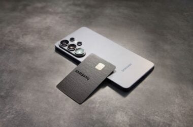Galaxy Card resting on Galaxy phone back