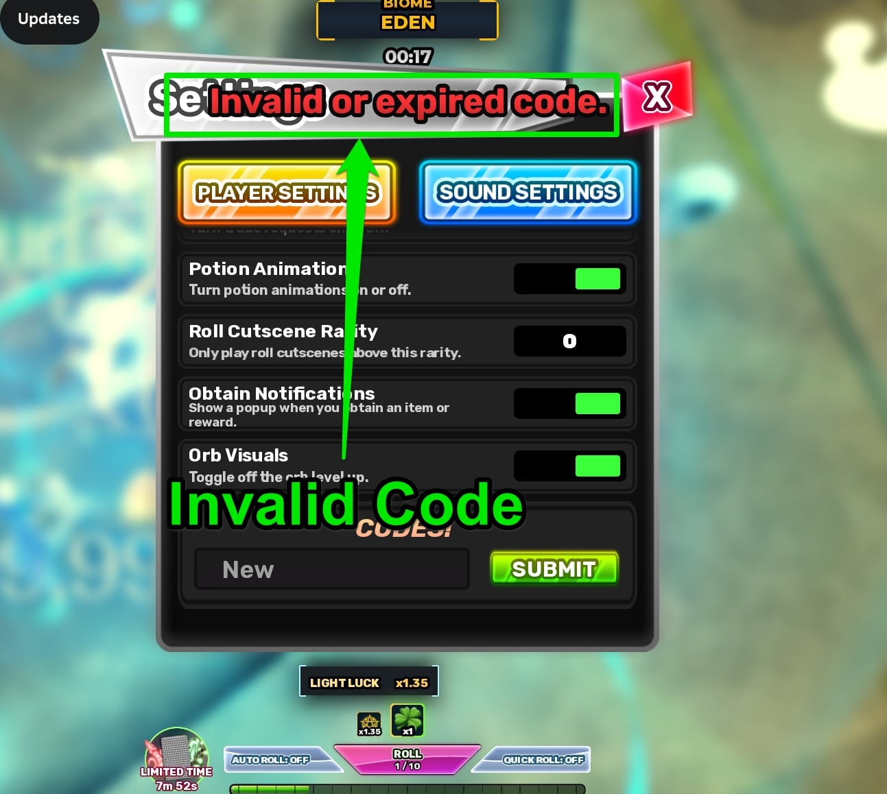 Invalid Code