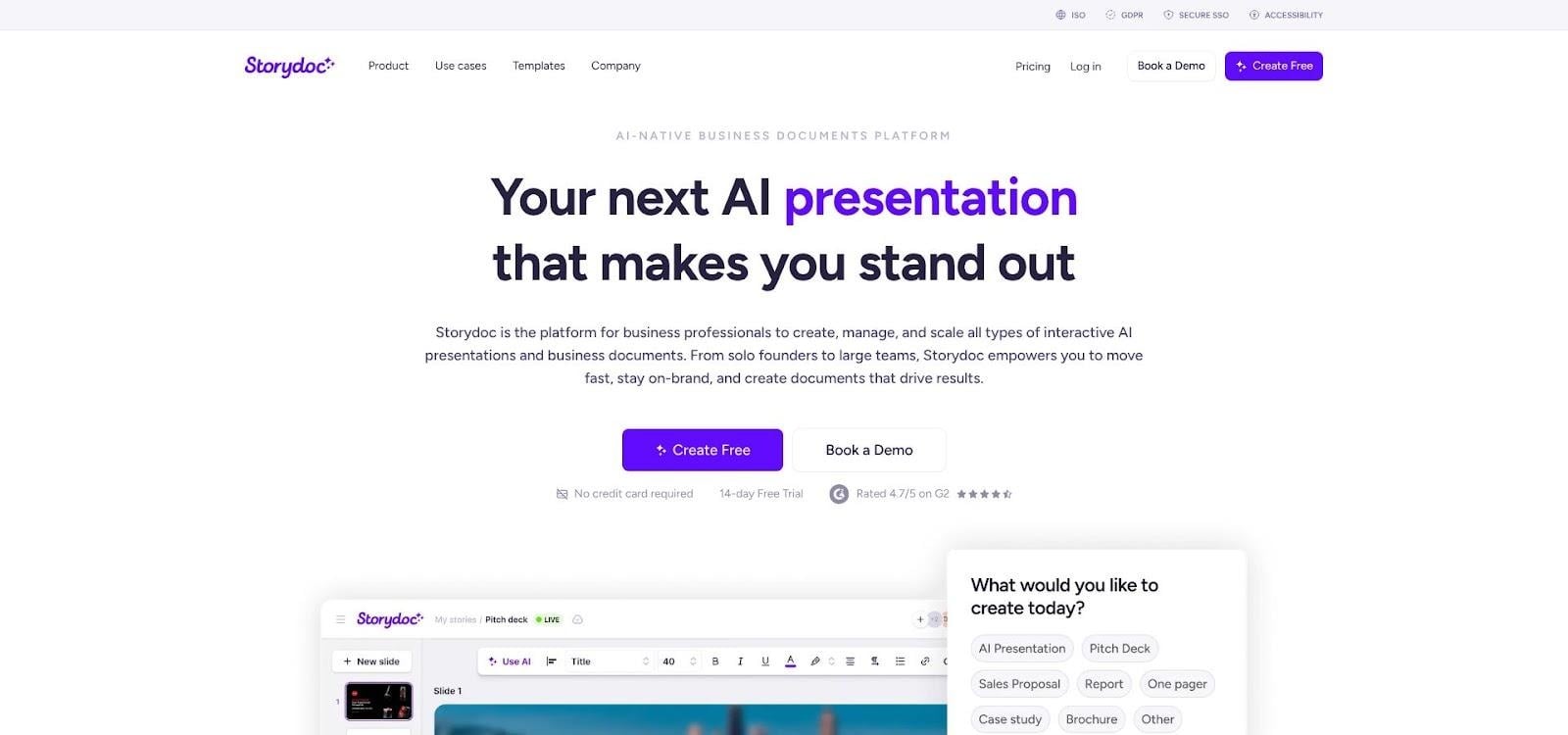 Storydoc interactive scrollable sales deck with embedded calls-to-action