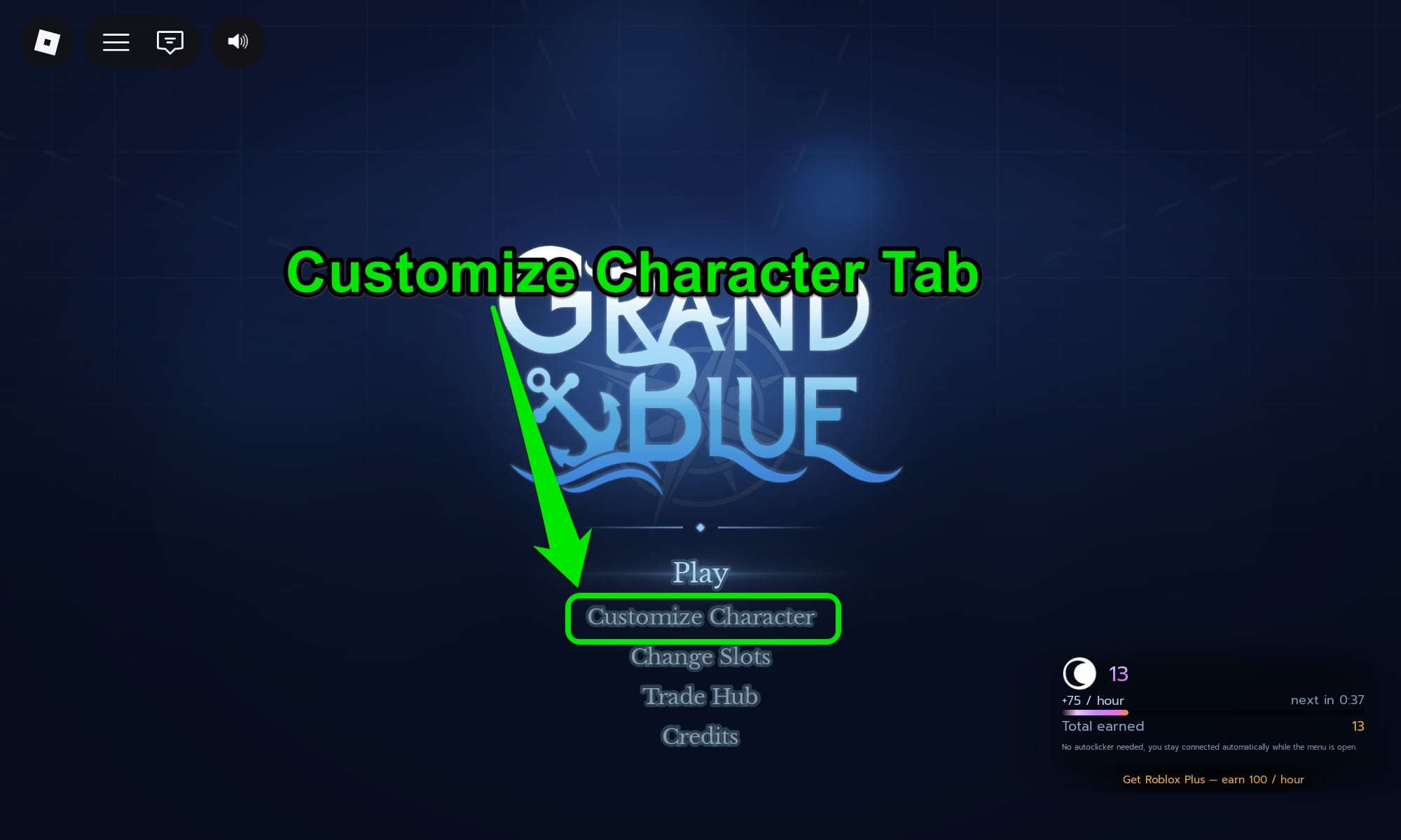 Customize Character Tab