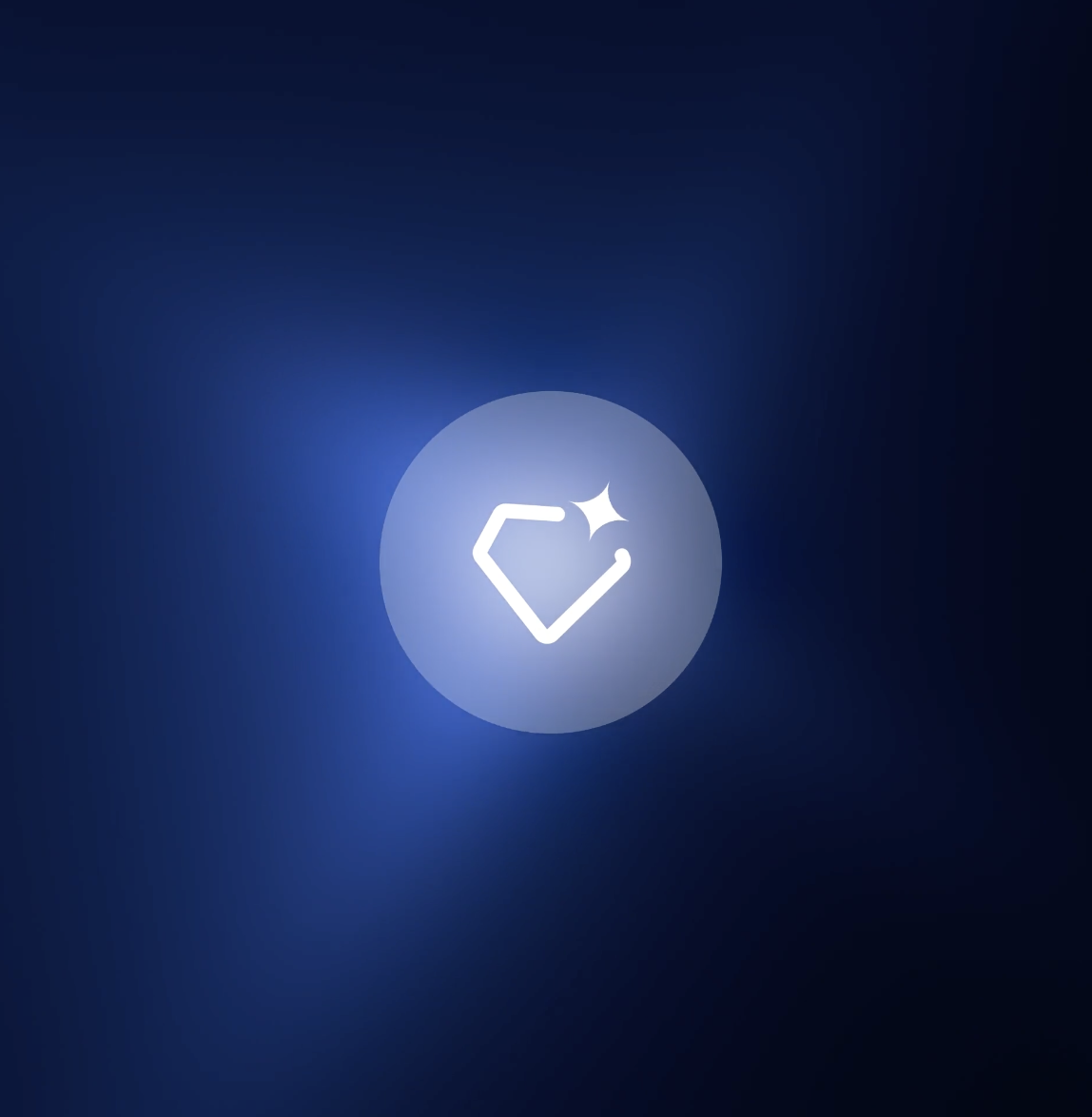 Glowing blue circular icon featuring Gemini diamond logo
