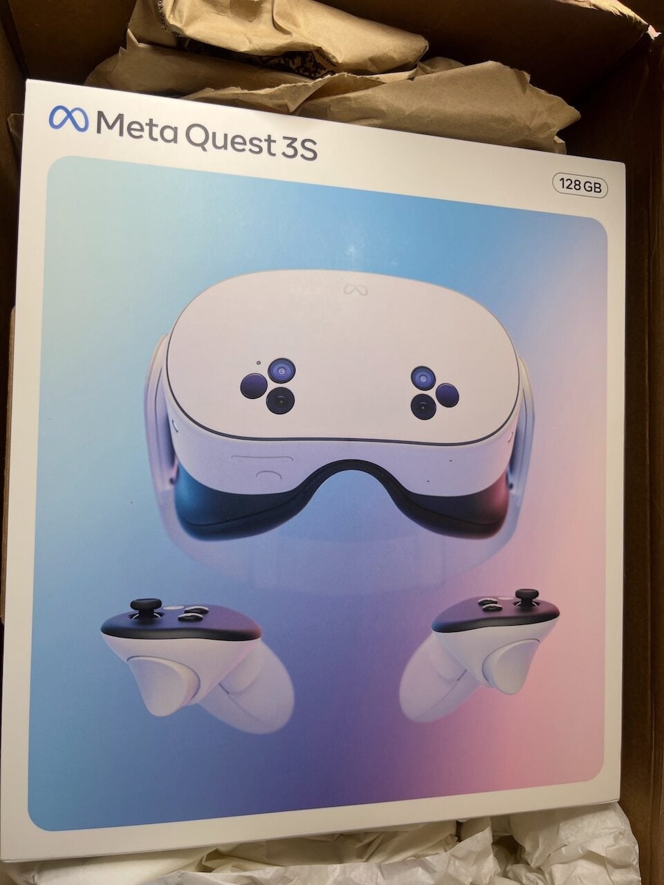 Retail packaging for Meta Quest 3S VR headset