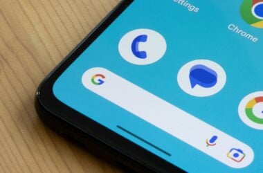 Close-up of an Android smartphone screen showing the Google Messages app icon alongside Phone, Chrome, and Google Search.