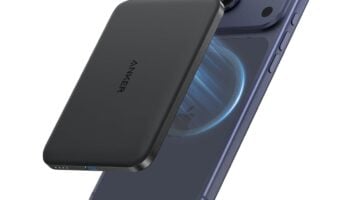 Anker Nano Magnetic power bank attached to the back of a phone