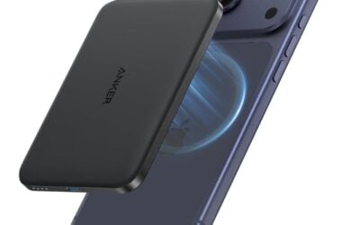 Anker Nano Magnetic power bank attached to the back of a phone