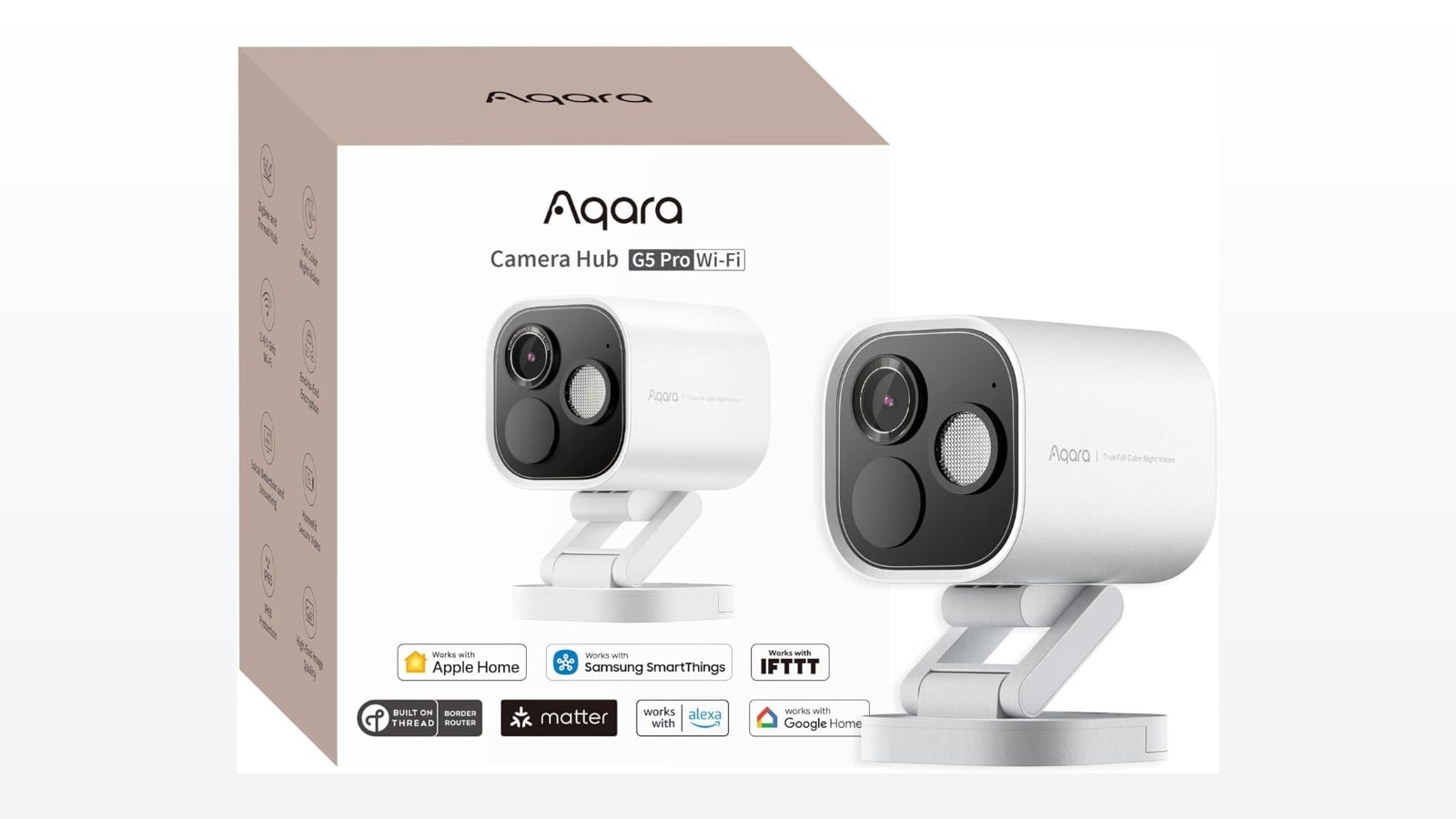 Aqara Camera Hub G5 Pro outdoor security camera and its retail box