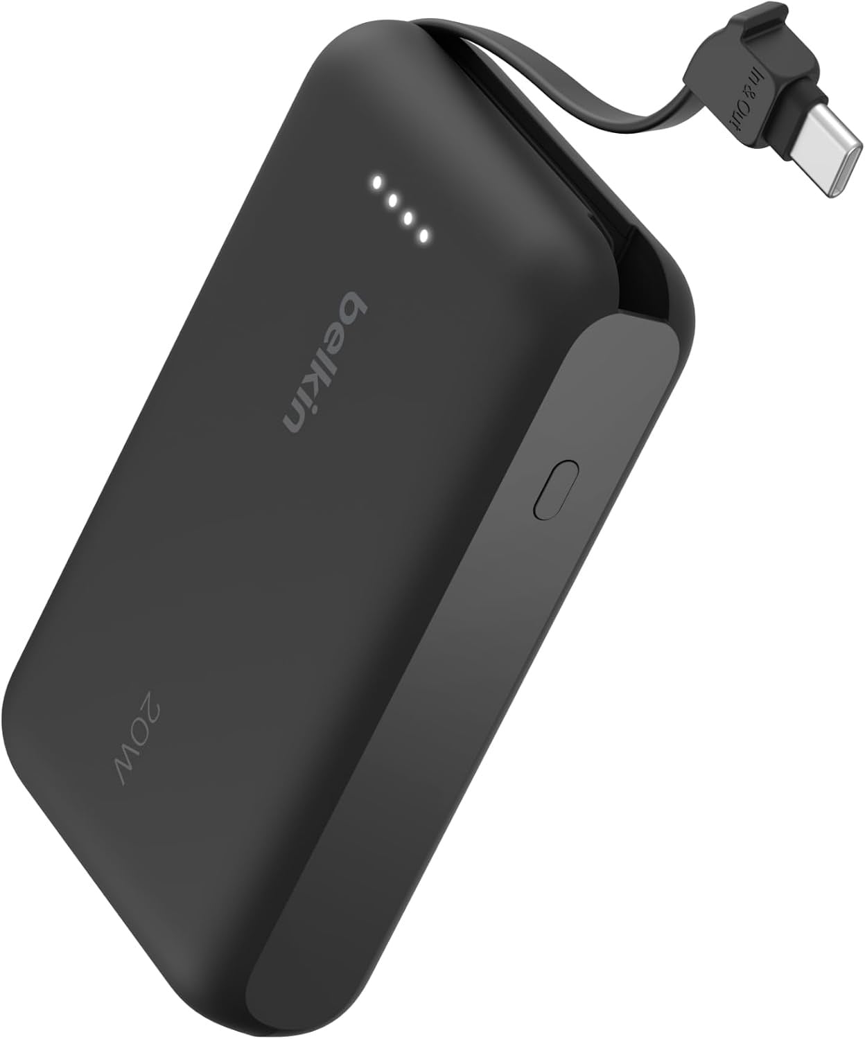 Belkin 10,000mAh 20W power bank with integrated USB-C cable