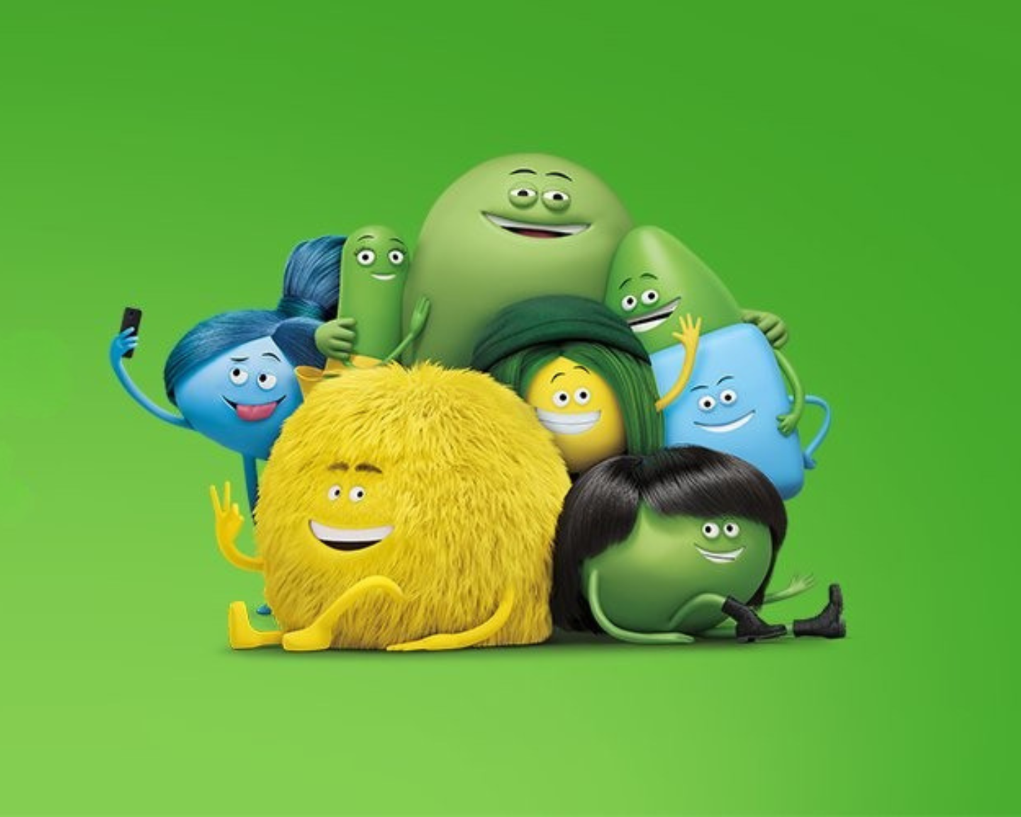 Cricket Wireless mascot characters grouped together on a green background