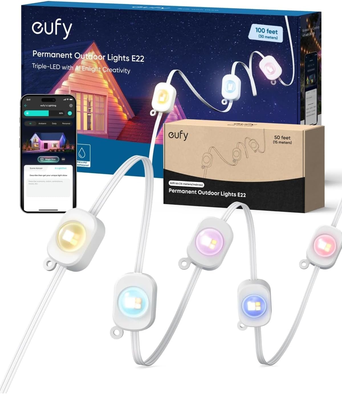 Eufy Permanent Outdoor Lights E22 150ft kit