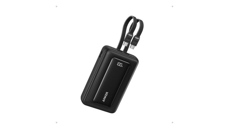 Anker 20,000mAh 45W power bank with dual built-in USB-C cables
