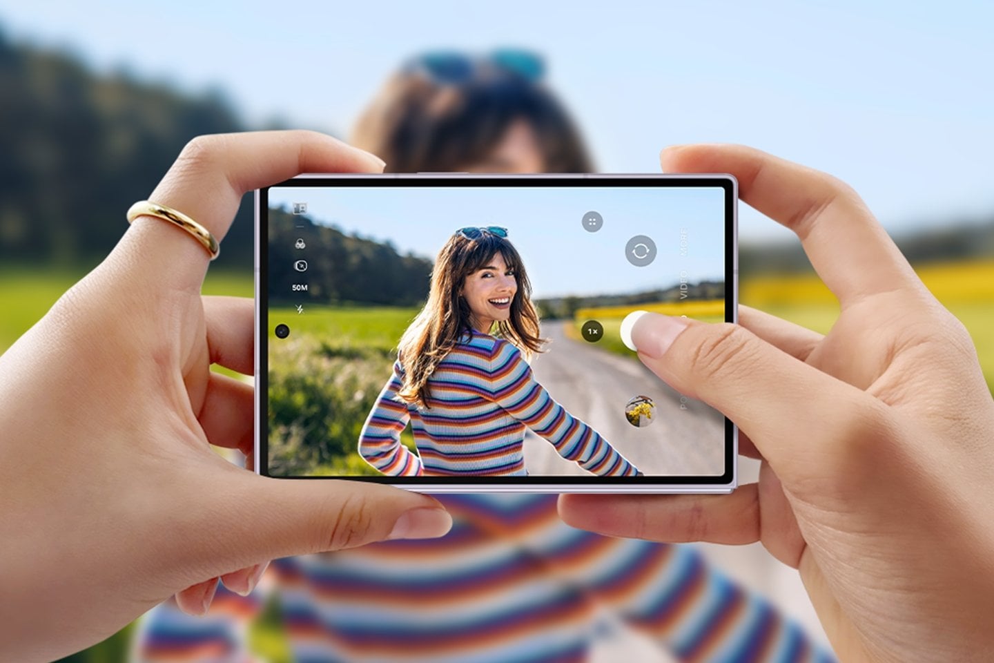 Galaxy Z Fold 8 held sideways to take a photo