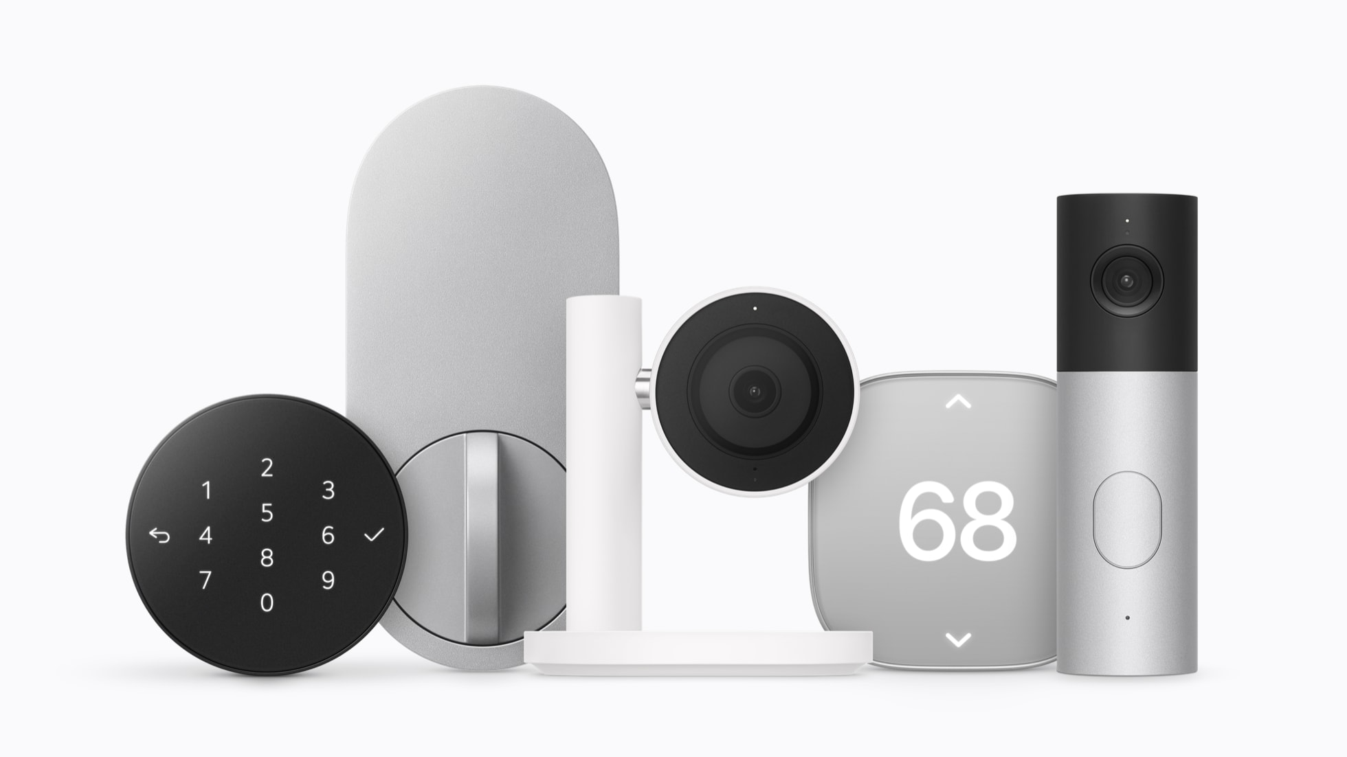 The Apple Home Collection lineup, complete with smart home cameras, thermostats, and a lock.