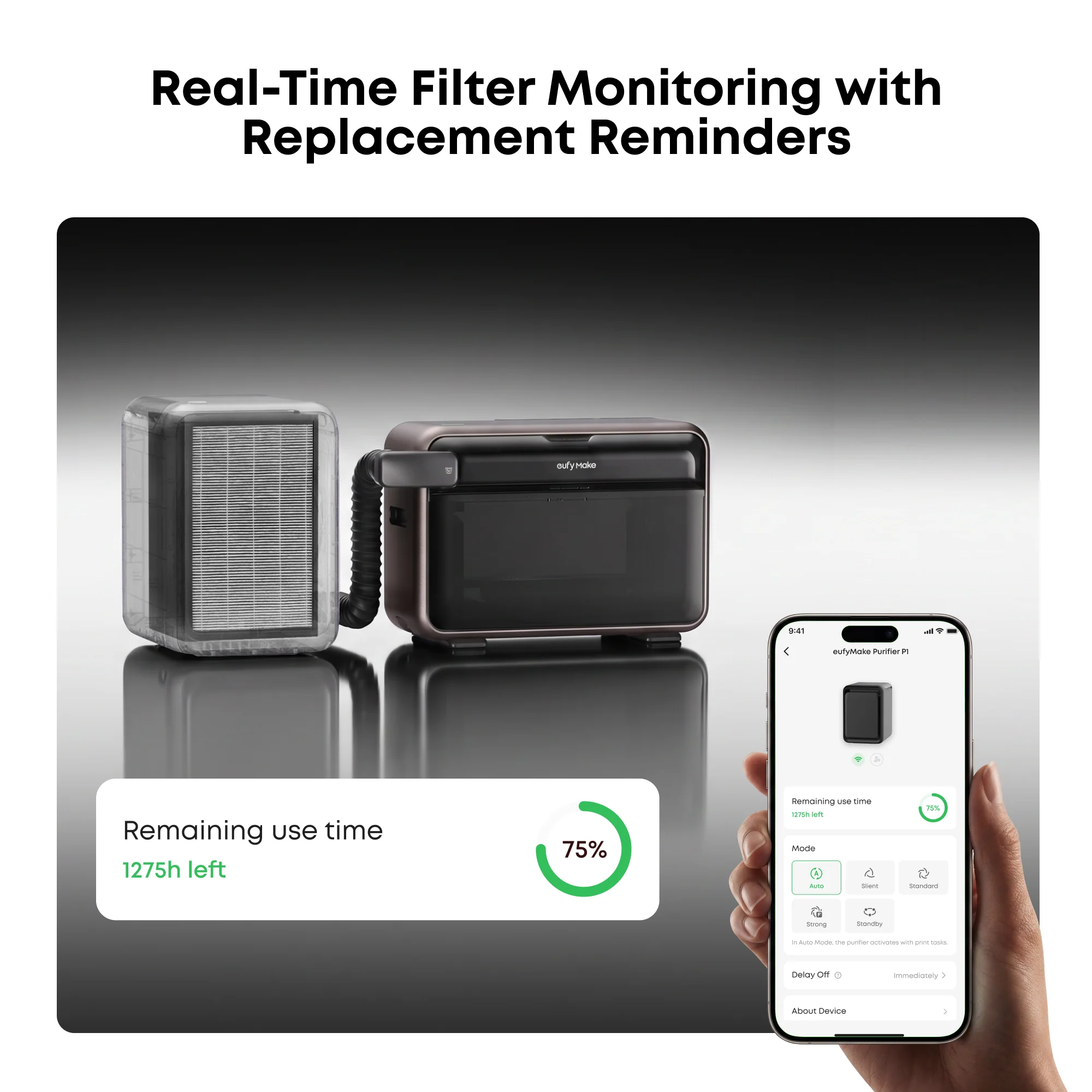 EufyMake UV Printer E1 with its companion app on a smartphone