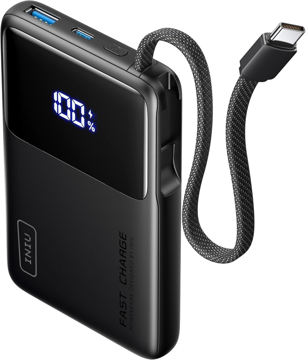 INIU 10,000mAh 45W power bank with built-in cable