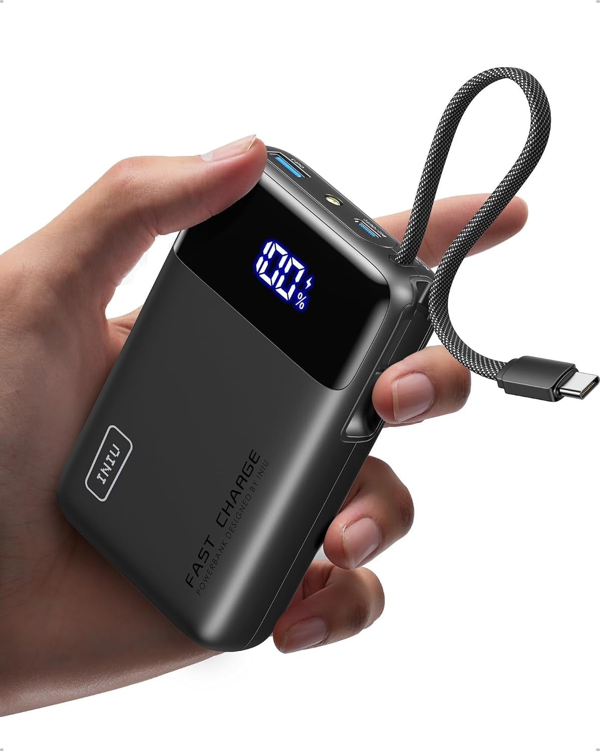 INIU 20,000mAh 45W power bank with built-in cable