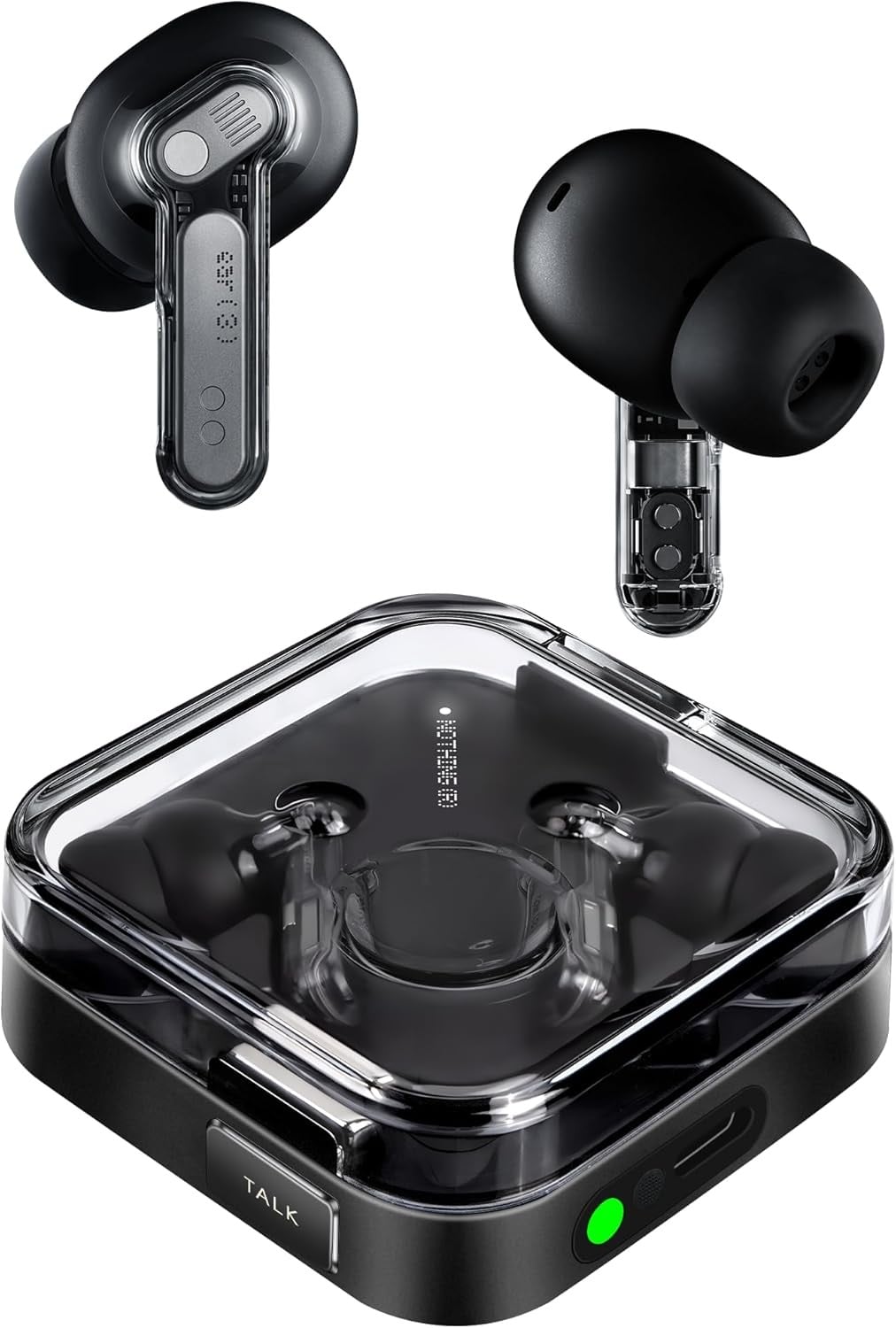 Nothing Ear (3) earbuds and transparent charging case