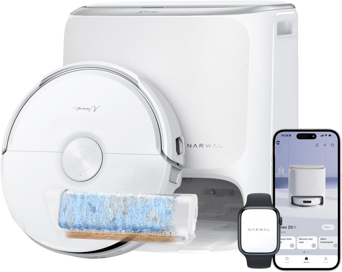 Narwal Freo 20 robot vacuum and mop with its dock