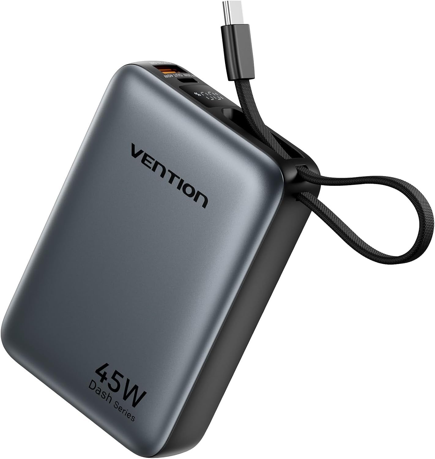 Vention 20,000mAh 45W power bank with built-in USB-C cable